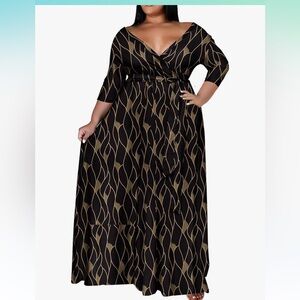 Elegant Black and Gold Maxi Dress